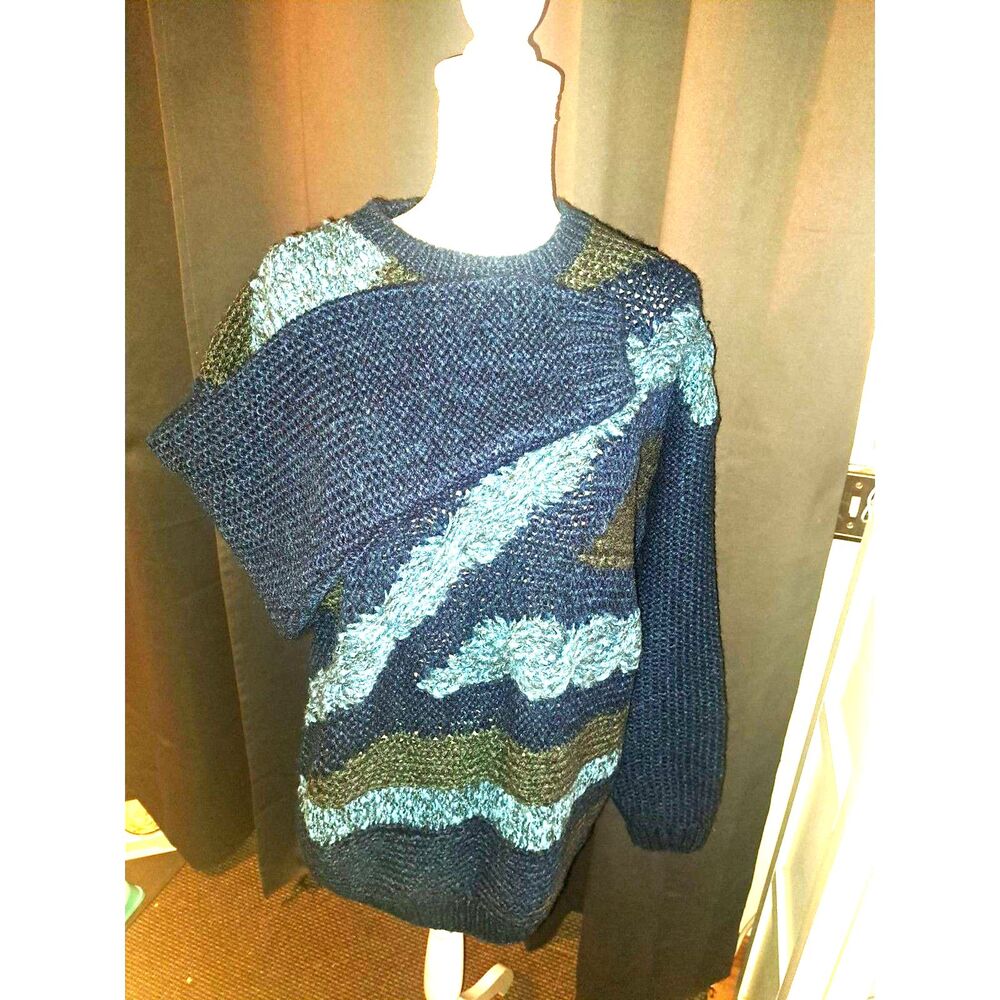 SALE! Christmas UGLY SWEATER! Street Scenes 80s Geometrics Pullover Men's MED